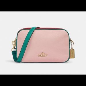 Coach Colorblock Handbag. Jes Crossbody In Colorblock Gold/Powder Pink Multi